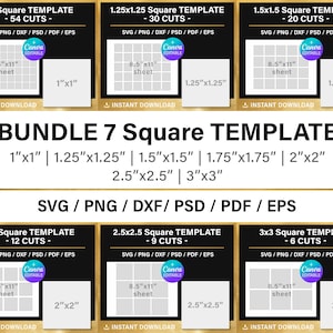 BUNDLE, modèle carré vierge, étiquettes, modèle d'autocollant, décorations DIY, agenda, Canva, Cricut, png, svg, psd, téléchargement immédiat
