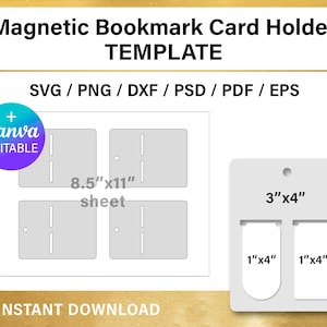Marcador magnético para tarjetas DIY, plantilla en blanco, png, Canva, svg, Cricut, descarga instantánea