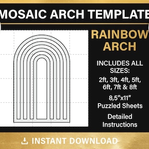Rainbow Arch Backdrop Template, Chiara, Arch Prop Mosaic Marquee Template, DIY, 2ft, 3ft, 4ft, 5ft, 6ft, 7ft, 8ft, PDF, instant download