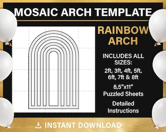 Rainbow Arch Backdrop Template, Chiara, Arch Prop Mosaic Marquee Template, DIY, 2ft, 3ft, 4ft, 5ft, 6ft, 7ft, 8ft, PDF, instant download