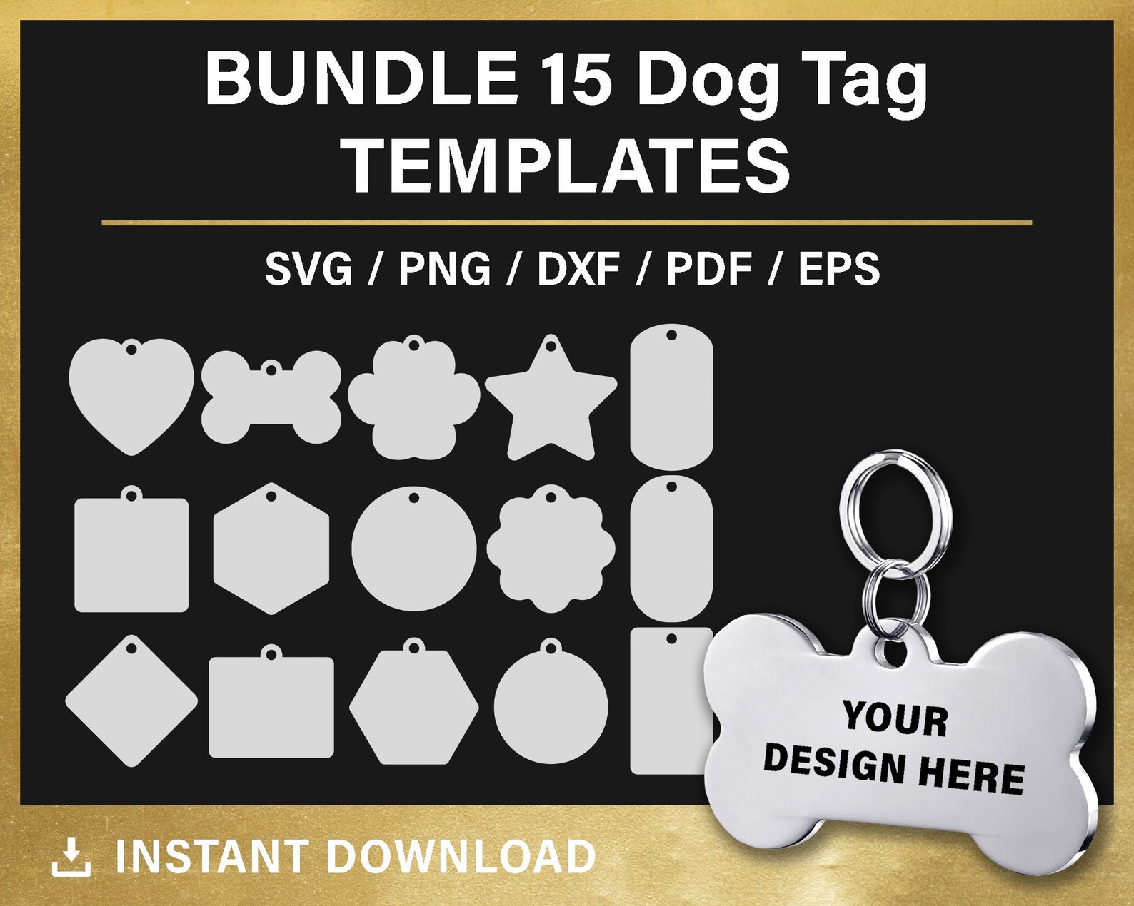 Bundle Dog Tag Template Pet ID Tag Cricut Silhouette Etsy Australia