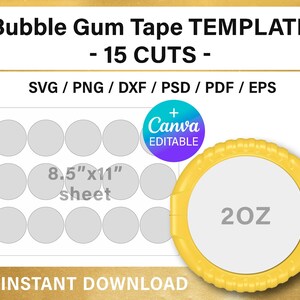 Bubble Gum Tape, 2oz, BLANK Template, DIY, Bubble Gum Label Template ...