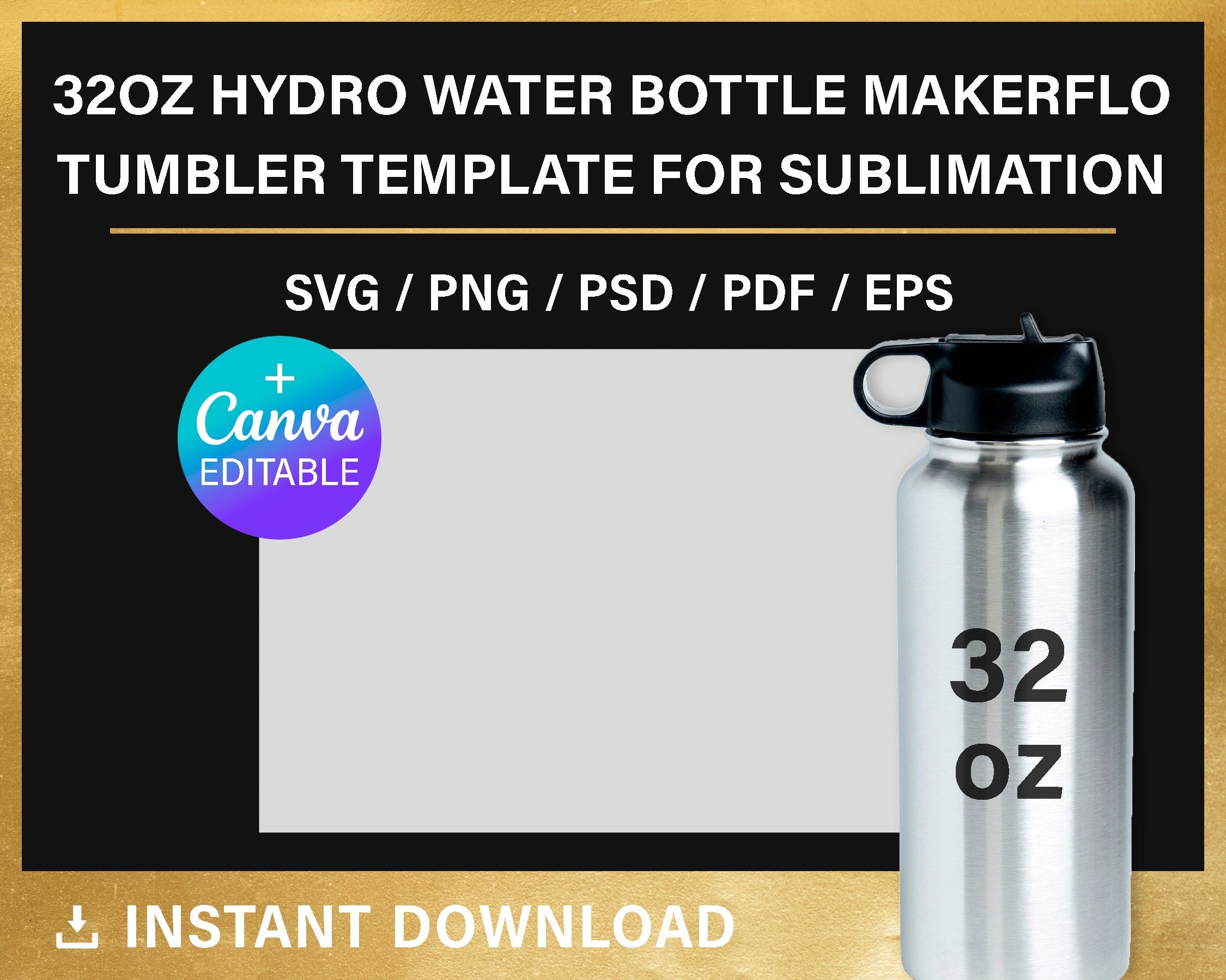 ThermoFlask 24oz Water Bottle Template SVG
