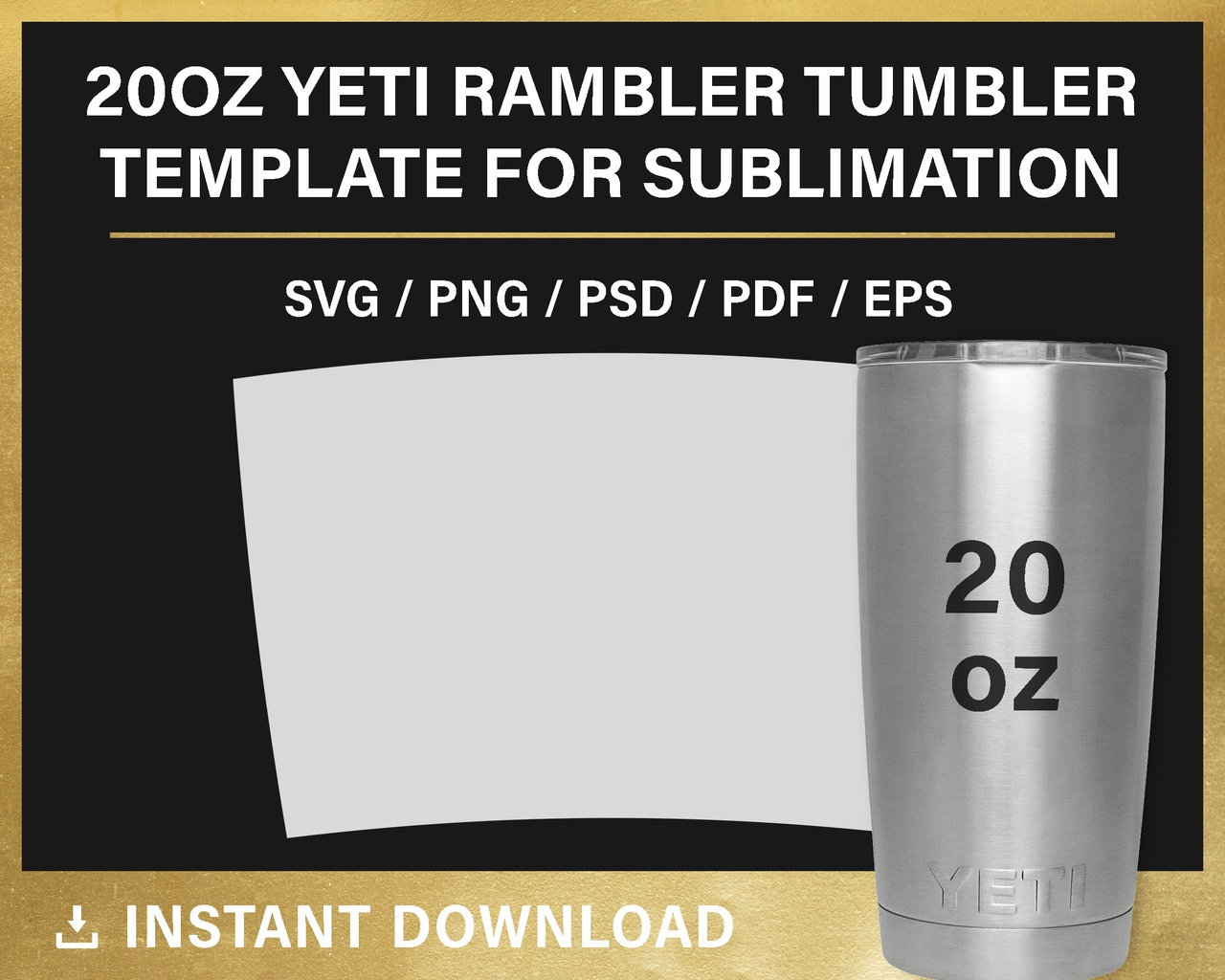 20oz yeti rambler tumbler BLANK template for sublimation Etsy España
