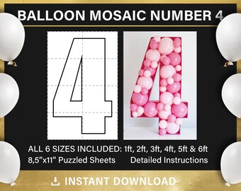 Mosaic Balloon Number Template | Etsy