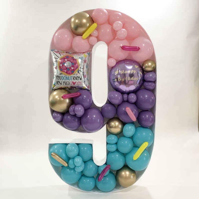 Number 9 Mosaic From Balloons Tall Nine Number Template Etsy