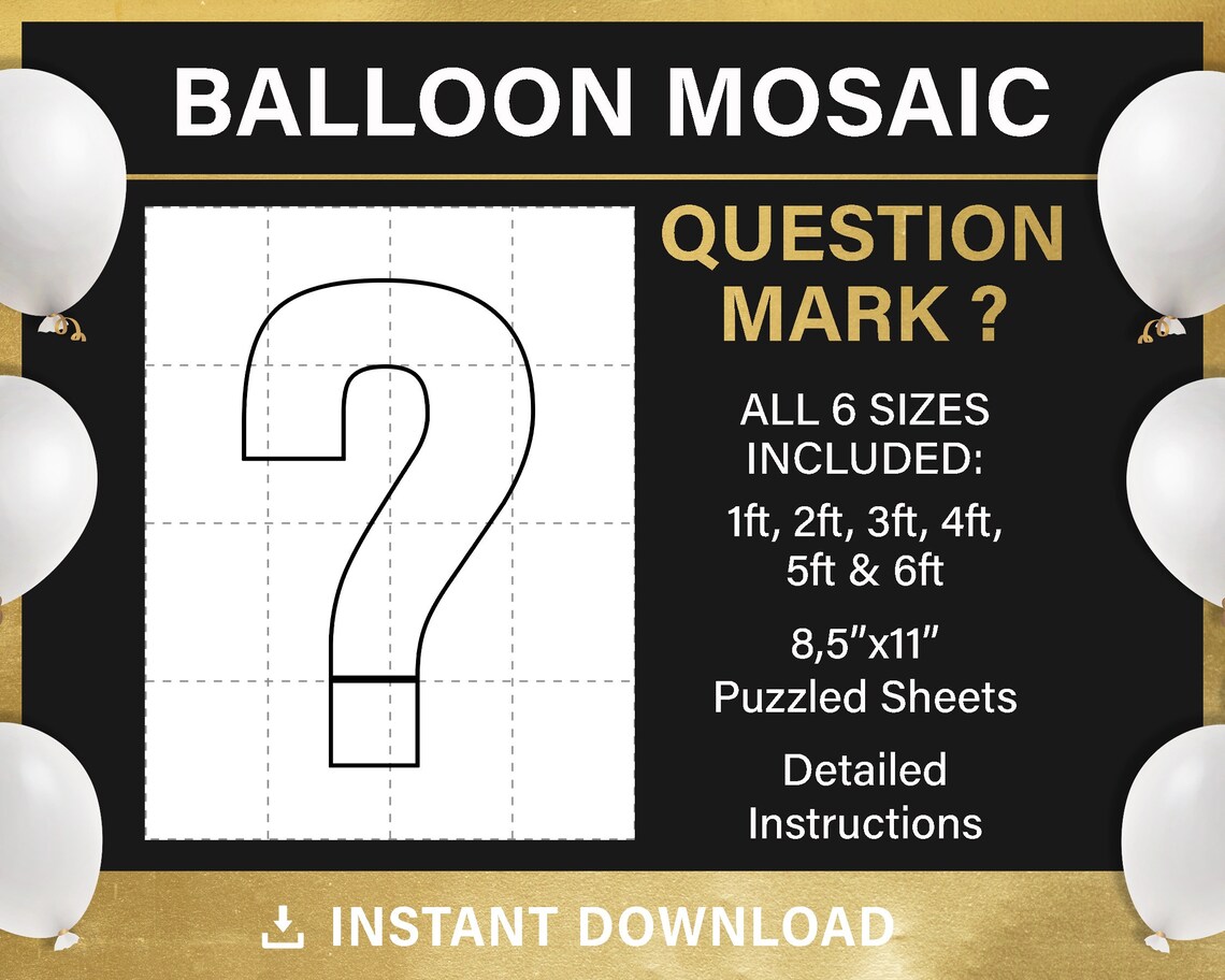 Question Mark Mosaic From Balloons Tall Mosaic Symbols - Etsy