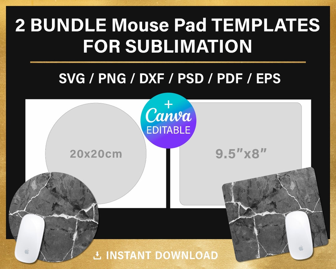 Mouse Pad Template, Bundle, for Sublimation, Canva, Cricut, SVG, PNG