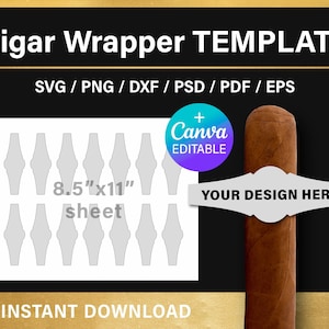 Cigar Label Template, blank, wrapper template, DIY, Party Favors, Canva, Cricut, Silhouette, svg, png, pdf, psd, instant download