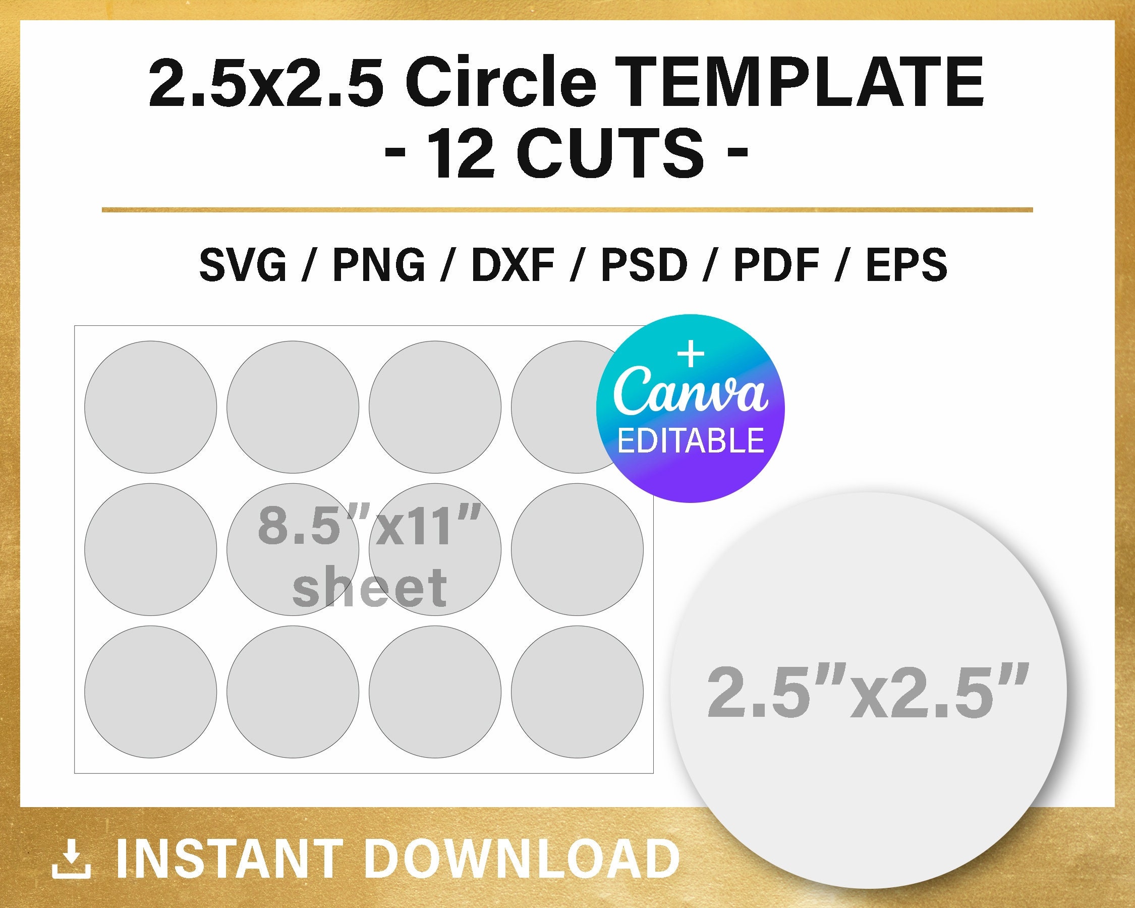 2.5x2.5 Inches Circle, BLANK Template, Round Sticker Template ...