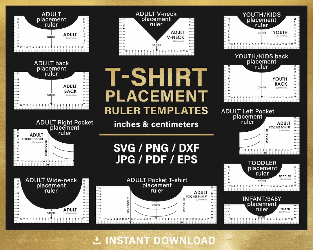 Tshirt Placement Ruler Templates, Svg BUNDLE, Centering Tool Template, Shirt Placement Guide