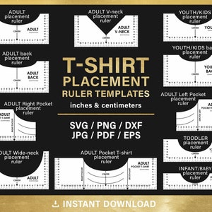 Tshirt Ruler SVG Bundle, T-shirt Alignment Tool DXF, Shirt Placement Guide,  Digital Download 4 Rulers Included 