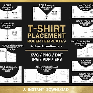 Tshirt Ruler SVG Bundle, T-shirt Alignment Tool DXF, Shirt Placement Guide,  Digital Download 4 Rulers Included 