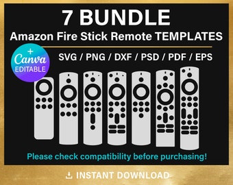 Fire Stick Remote, Blank Template, BUNDLE, custom remote svg, editable, Canva, Cricut, dxf, png, psd, instant download
