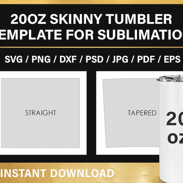 20oz skinny tumbler template for sublimation, Straight Tumbler Full Wrap, 20 oz, Tapered Tumbler Full Wrap, PNG, SVG, PSD