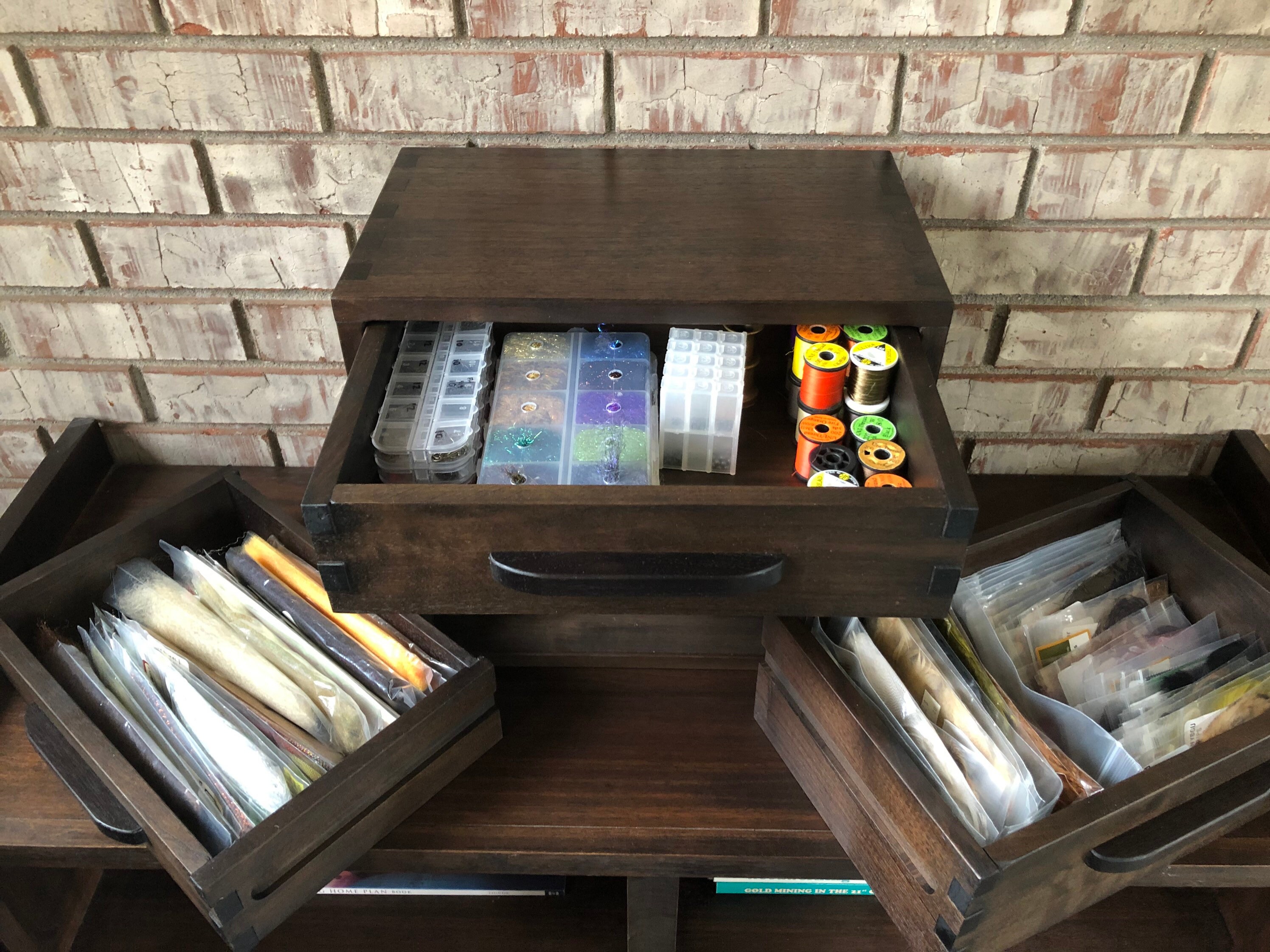 Small Walnut fly tying craft storage box chest caddy handmade Etsy