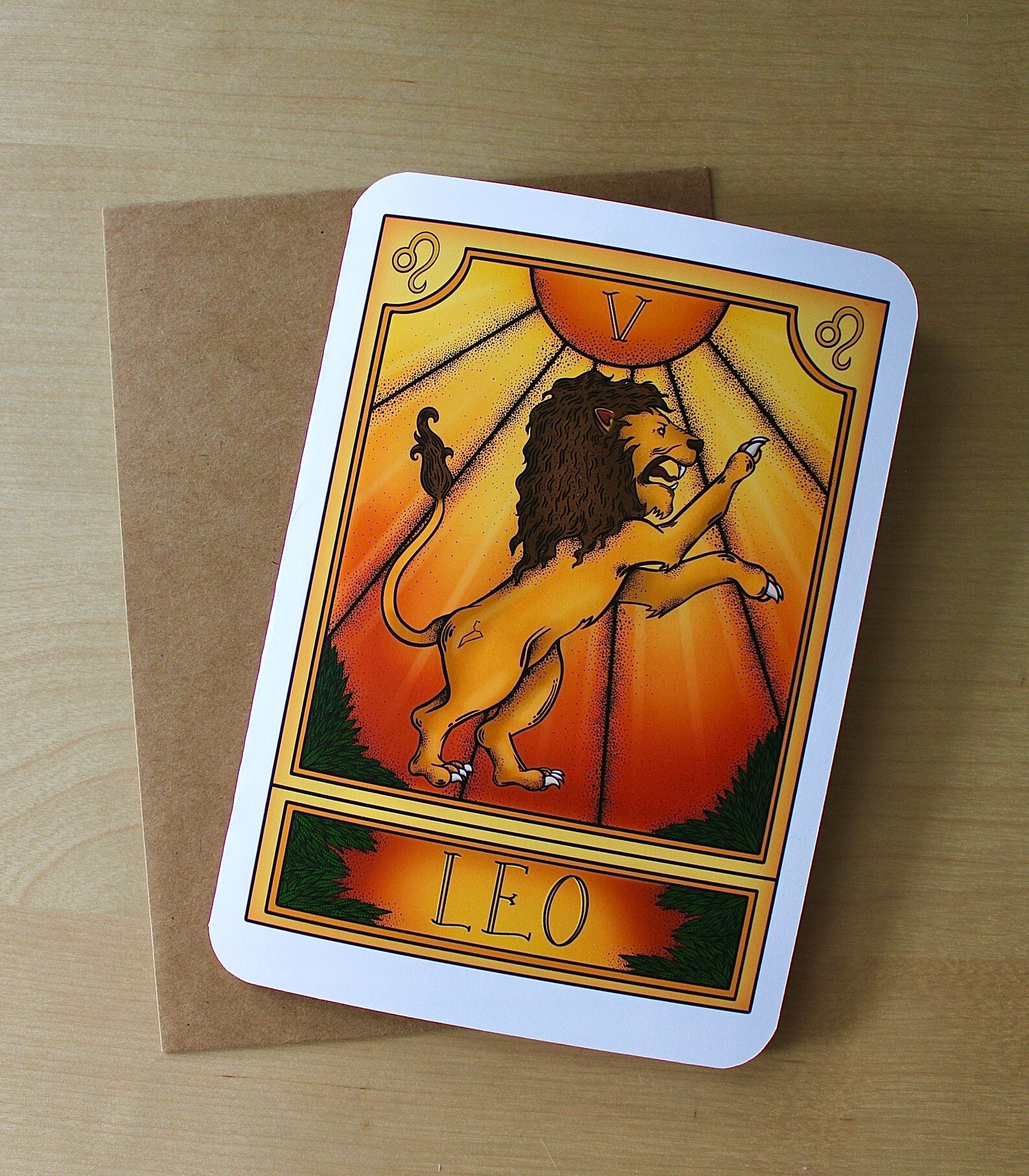 Leo Tarot Greeting Card Etsy