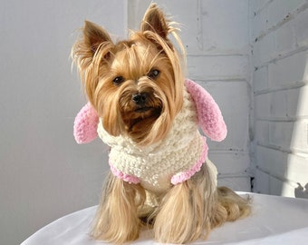 Crochet Pattern Dog Sweater "Christmas Bunny" - Small Pet Clothes Crochet Pattern, Bunny Costume for Small Pets - PDF File