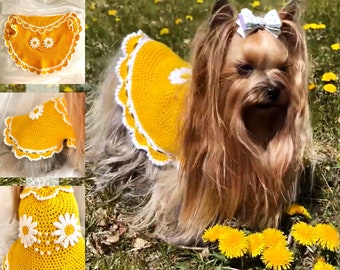 CROCHET Dog Dress Pattern, Small Pet Clothes Crochet Pattern for Yorkie, Shih Tzu, Pomeranian - Dog Sweater Crochet Pattern - PDF File