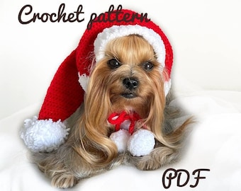 Crochet Christmas Pet Hat Pattern: Dog Holiday Costume (PDF File)