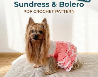 Crochet Dog Dress Bolero Pattern, Small Breed Pet Outfit (PDF Pattern)