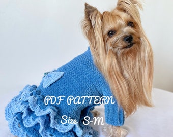 Crochet Dog Dress Pattern for Small Dogs DIY - Pet Clothes Crochet Pattern for Yorkie, Shih Tzu, Pomeranian - Dog Sweater Pattern - PDF File