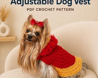 Crochet Dog Vest Pattern: Adjustable Sweater for Small to Large Dogs (PDF Download)