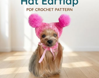 Dog Earflap Hat Crochet Pattern, Pet Hat PDF, Small Dog Accessory