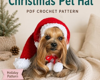 Christmas Pet Hat Crochet Pattern: Dog Holiday Costume (PDF File)