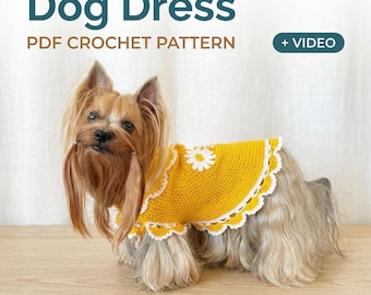 Crochet Dog Dress Pattern: Chamomile Design, Small Pet Clothes (PDF File)