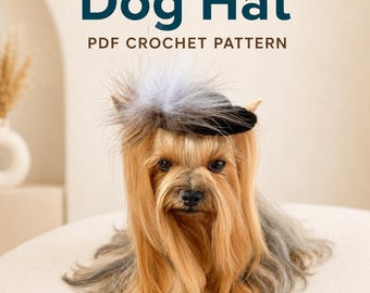 Dog crochet hat, pet accessories pattern, small costume, photo shoot headband/ printable PDF