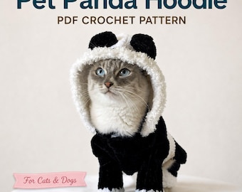 Panda Hoodie Cat and Dog Sweater Crochet Pattern: Small Pet Clothes (PDF File)