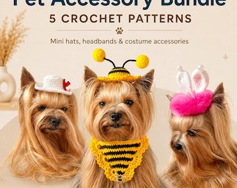 Pet Accessory Crochet Pattern Bundle: 5 Dog Photo Prop Patterns, Hats & Costume Accessories (PDF)
