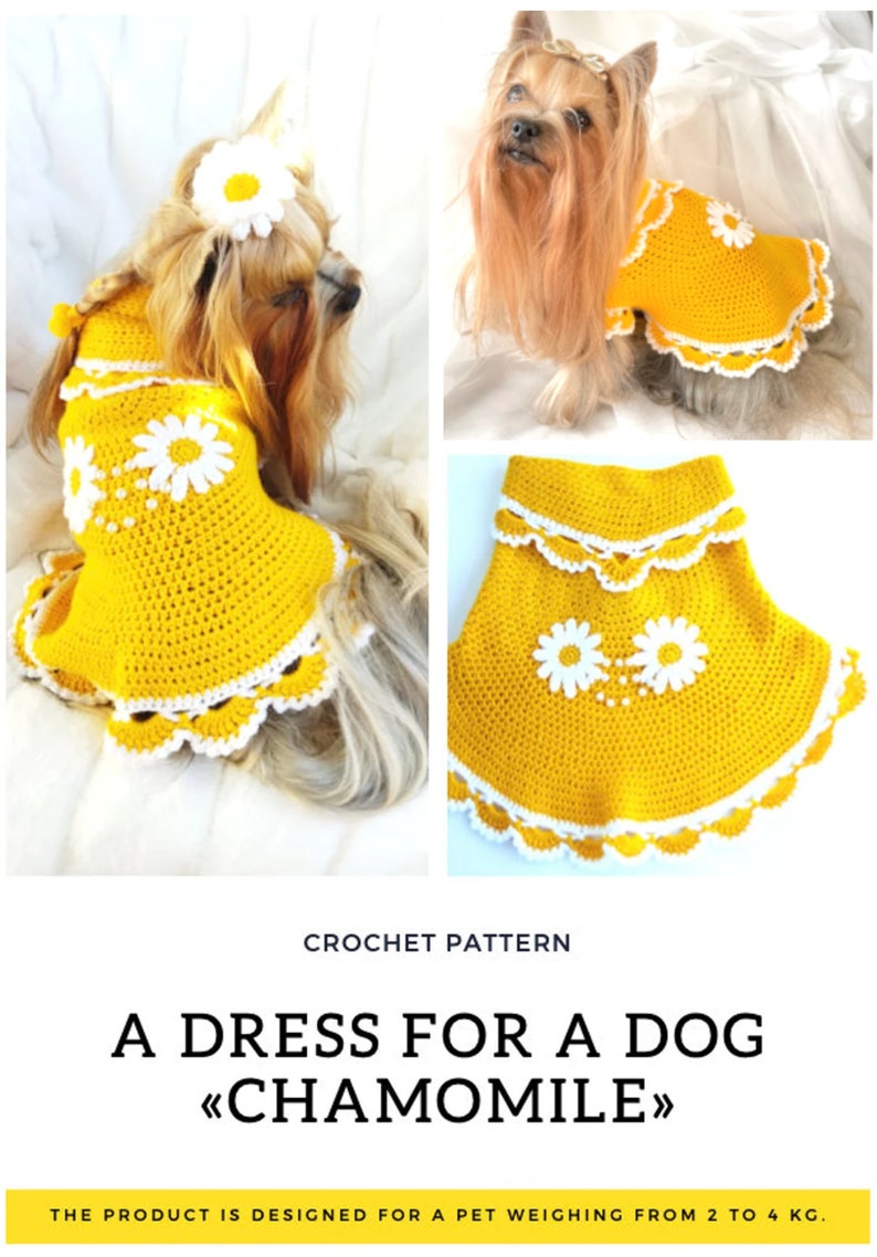 CROCHET Dog Dress Pattern, Small Pet Clothes Crochet Pattern for Yorkie, Shih Tzu, Pomeranian Dog Sweater Crochet Pattern PDF File image 5