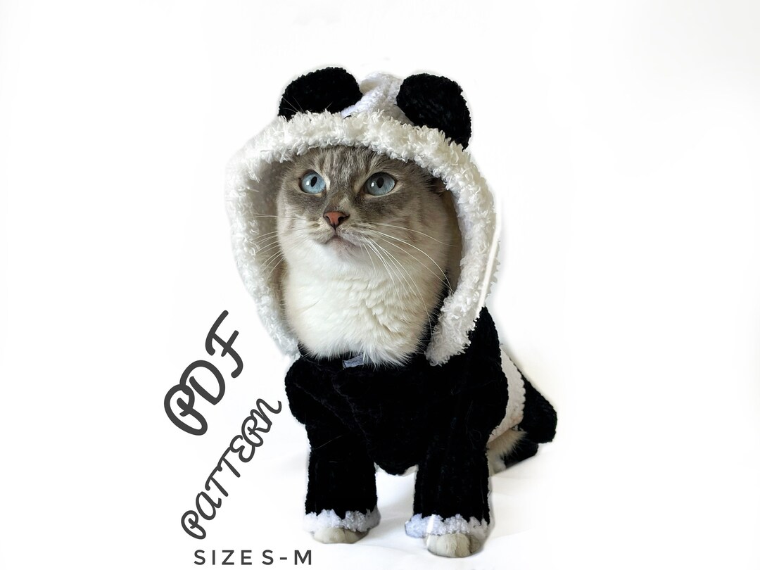 Panda Hoodie Cat and Dog Sweater Crochet Pattern: Small Pet Clothes ...