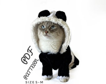 Panda Hoodie Cat and Dog Sweater Crochet Pattern: Small Pet Clothes (PDF File)