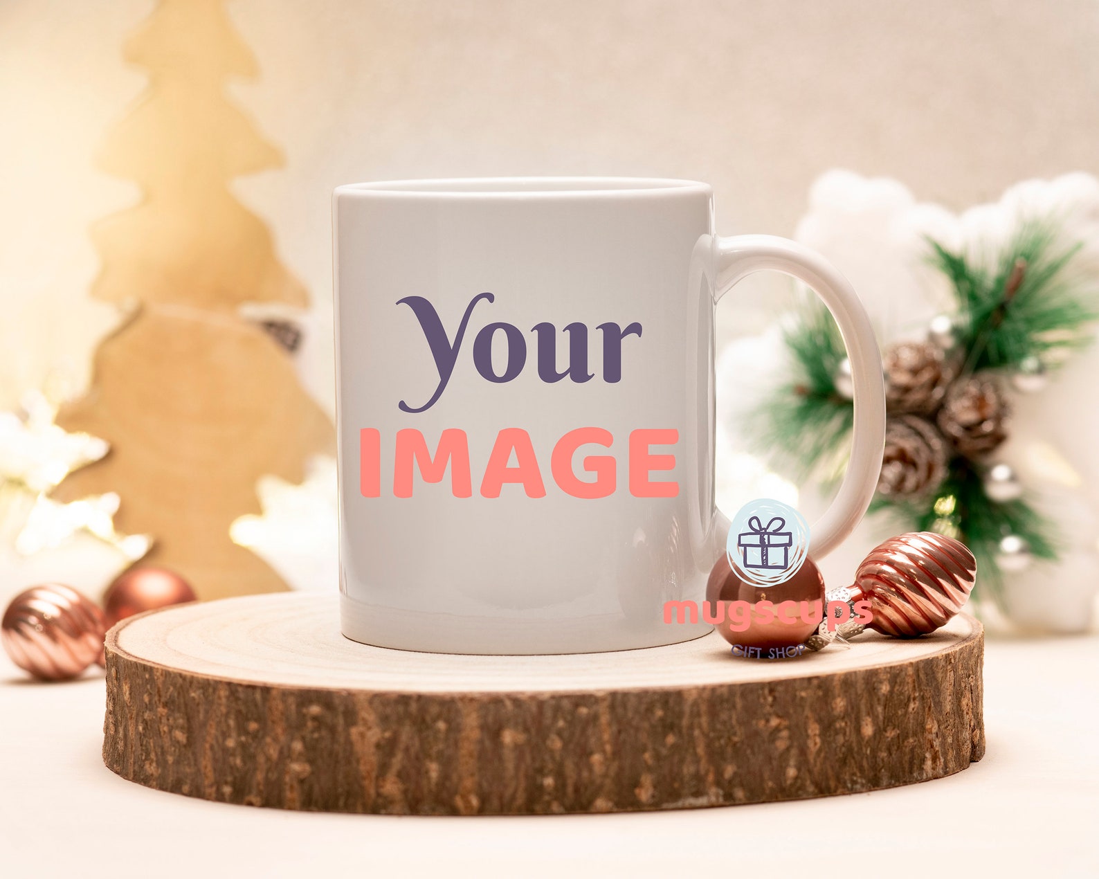 Download White cup mockup Christmas mock up background blank ceramic | Etsy