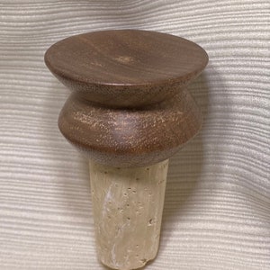 Small dark wood cork wine stopper