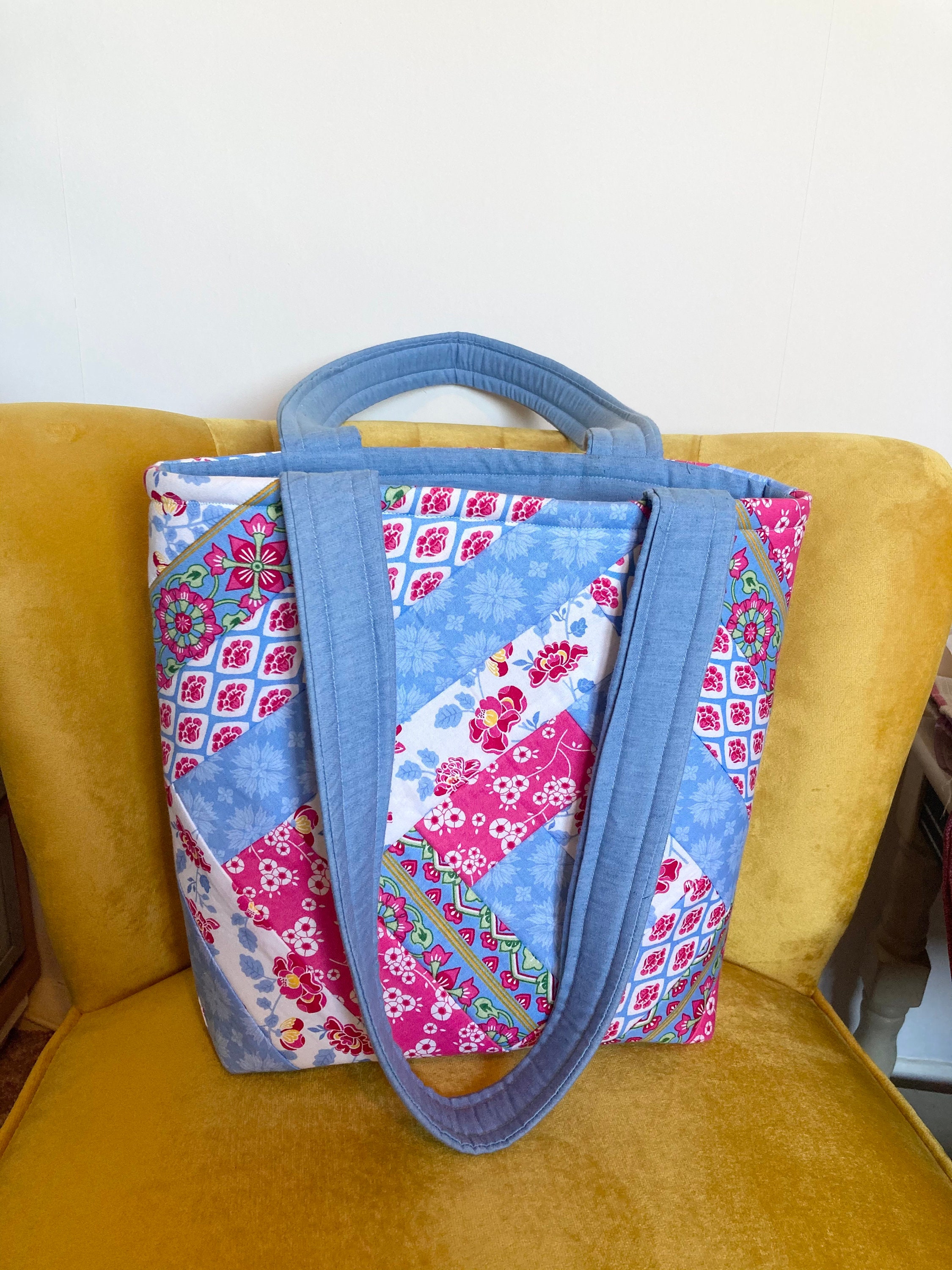 Pretty Patchwork Fabric Tote Bag - Etsy Ireland
