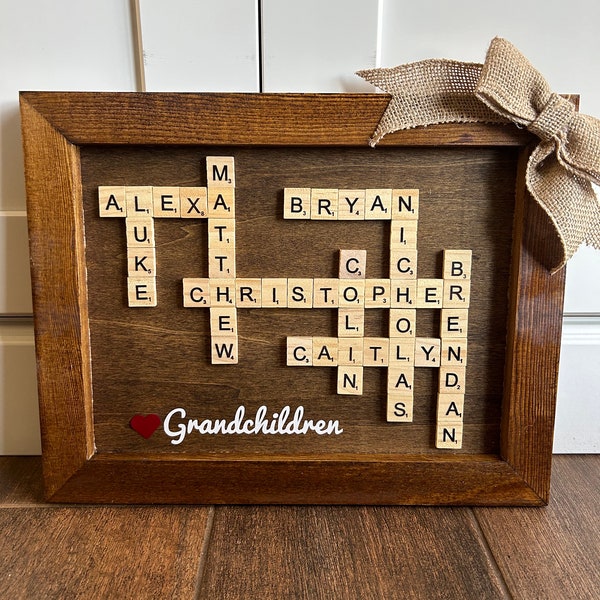 Framed Family Scrabble Art