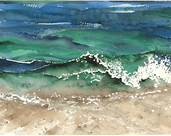 Iona wavelets. Highest quality giclee print from watercolour painting.