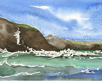 Spouting Cave, Iona. Highest quality giclee print from watercolour painting, signed.