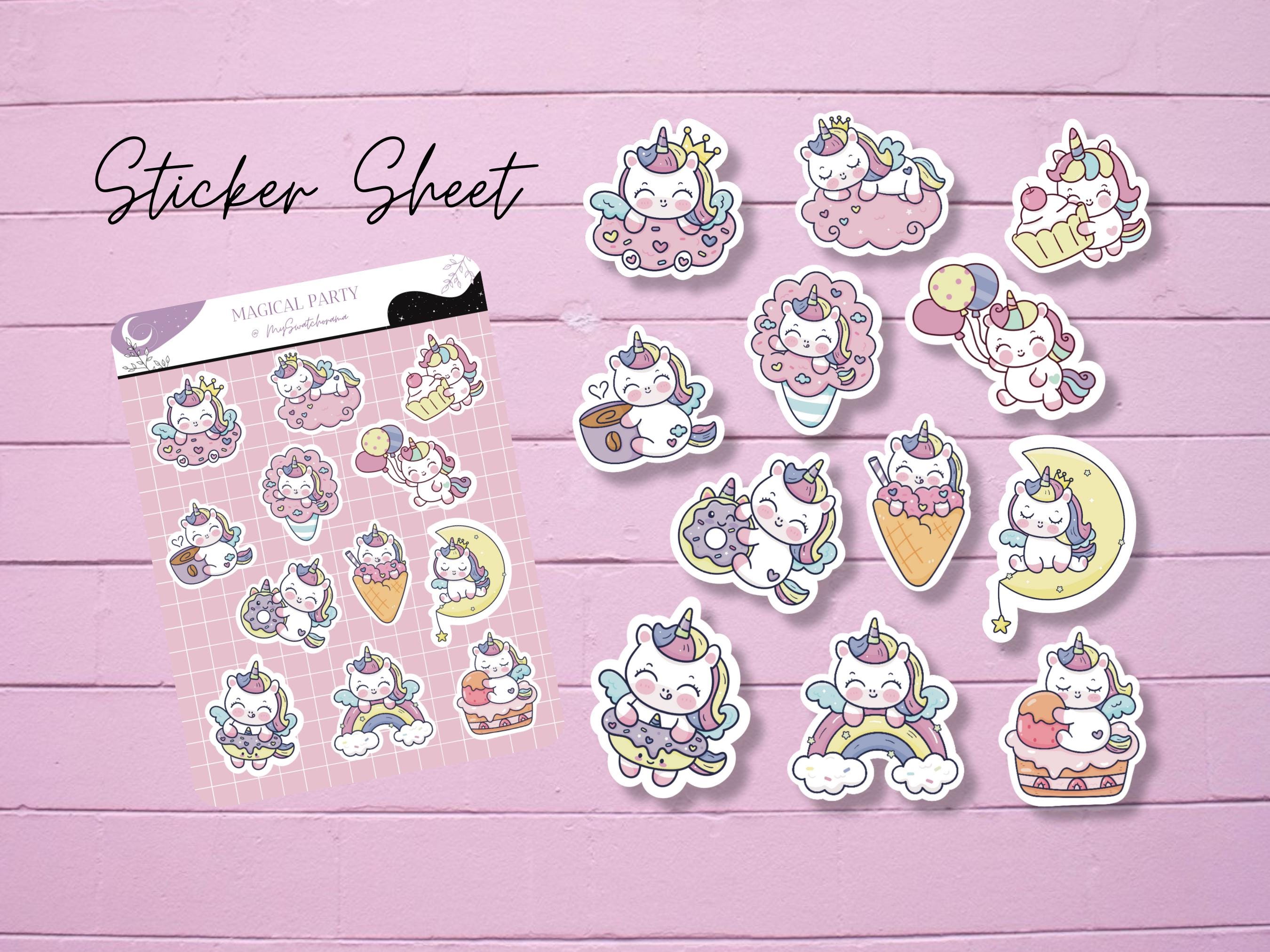 Kawaii Unicorn Sticker Sheet: Pastel Planner Stickers - Etsy
