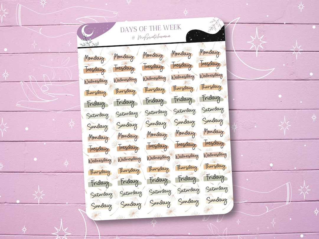 Weekly Planner Sticker Sheet, Perpetual Calendar Stickers, Organization