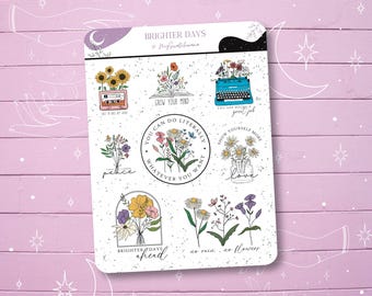 Inspirational quotes with flowers sticker sheet for decorating planners, journals, notebooks and more