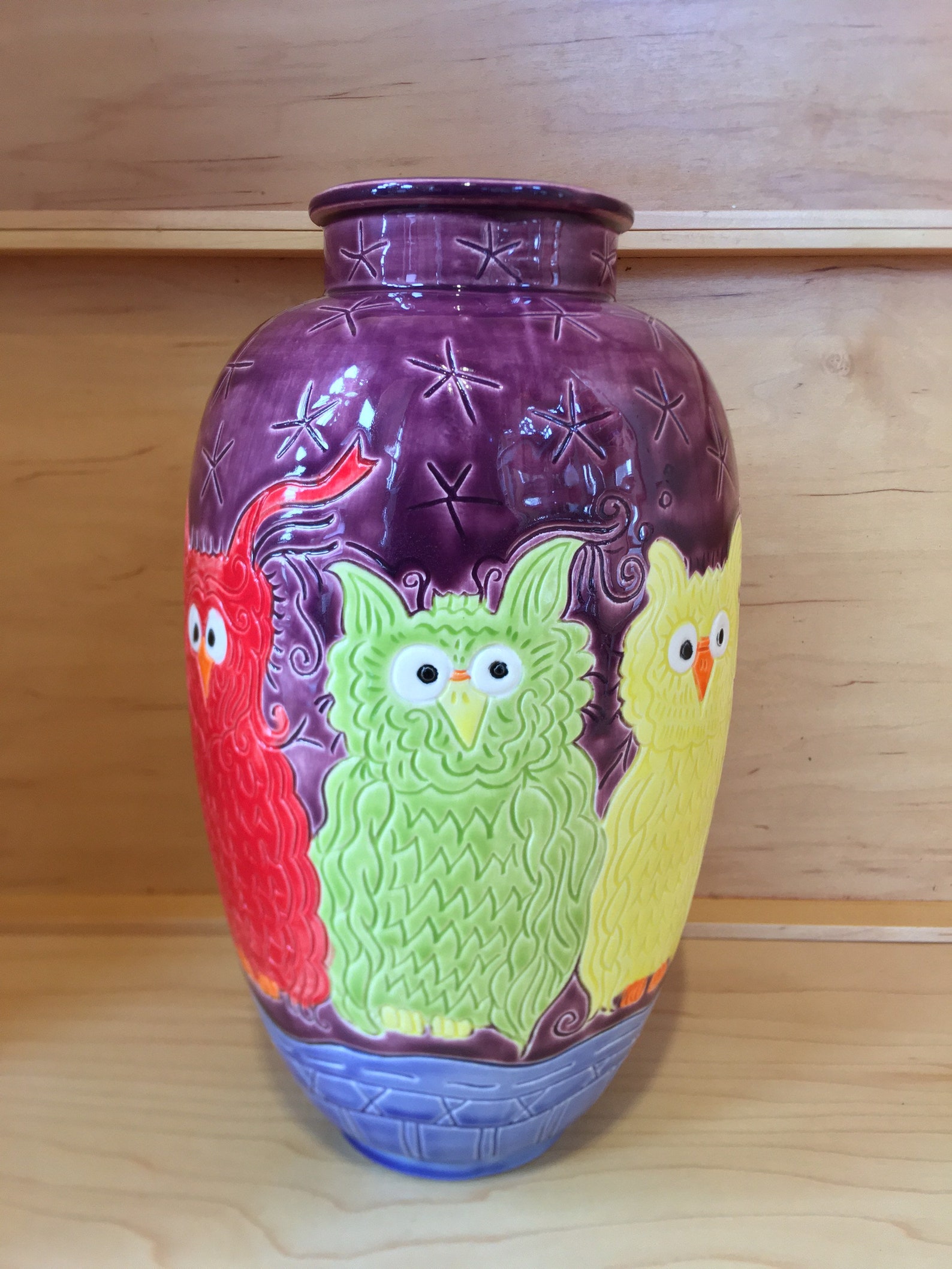 Owls Carved Vase Etsy
