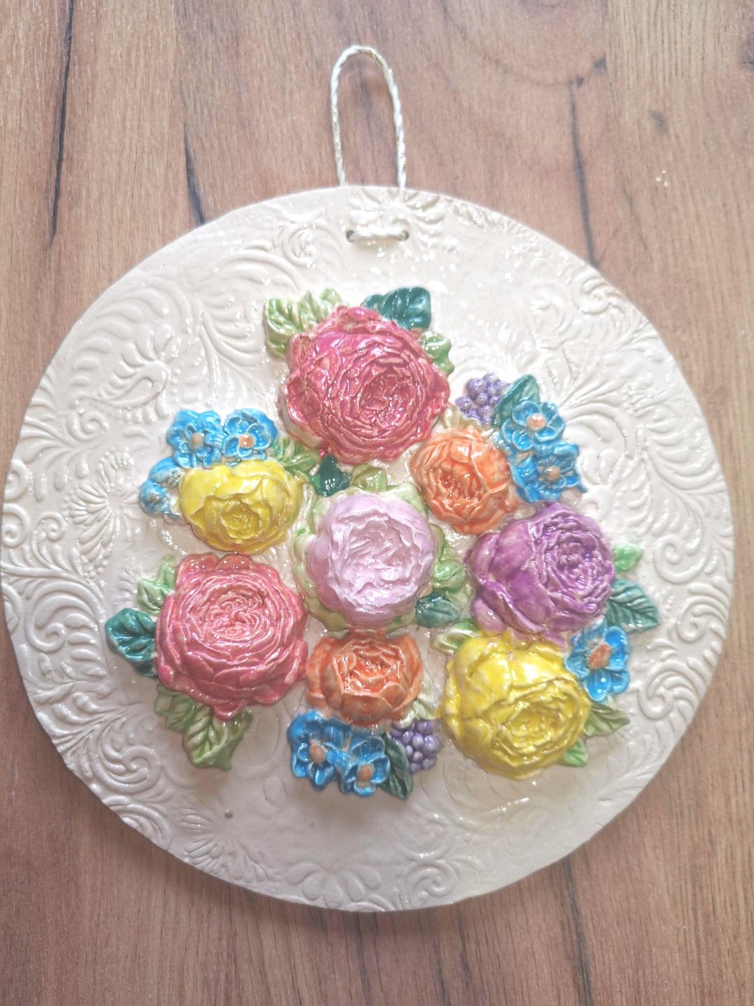 Ceramic Plate Roses Sculptural Handmade, Bohemia Glamour. - Etsy