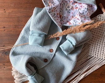 Walkoverall, Walkanzug gefüttert für Babys und Kinder, Overall aus Walk und Jersey, Mint/Sommerblüten