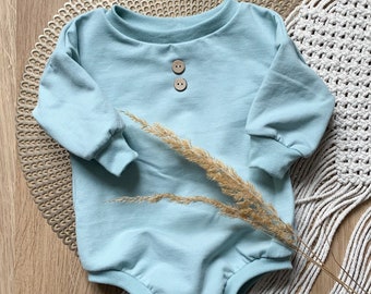 Bio Sweater Romper für Jungen und Mädchen, Body, oversized, Bio Sweat, Babybody, Sweat angeraut