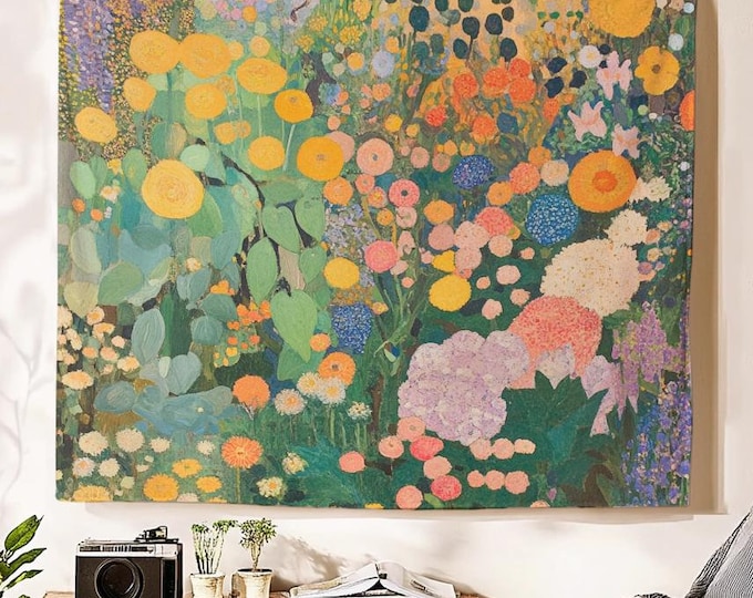Gustav Klimt Inspired Botanical Garden Wall Tapestry